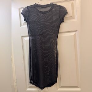 Sheer Black Mesh Swim Wear Cover Dress Size S